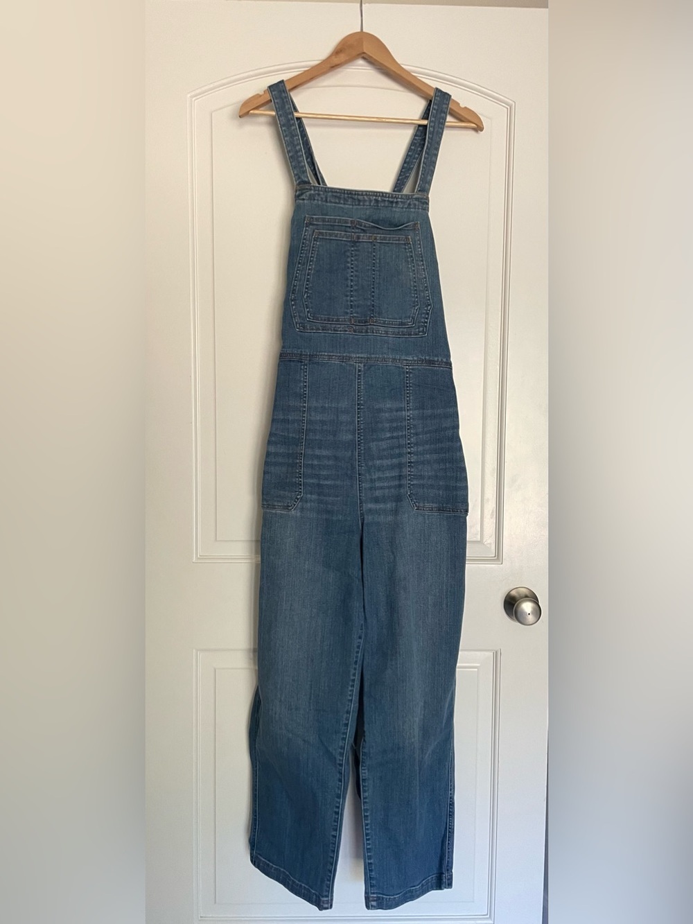 Duluth Blue Denim bib Gardening Belted Overall One-Piece Women’s 16 Regular